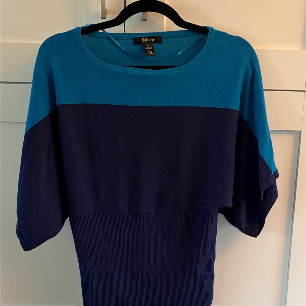 Style & Co. Blue and Navy Colorblock sweater